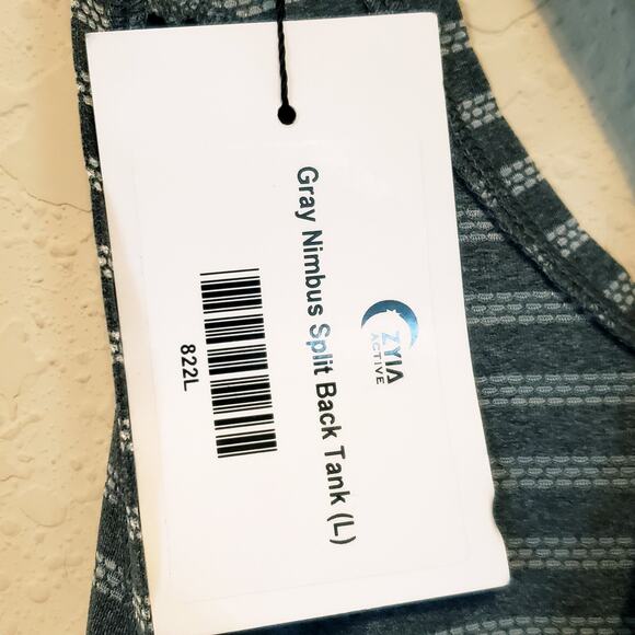 Zyia Active Gray Nimbus Split Open Back Athletic Tank Top Women's Large NWT - Picture 7 of 7